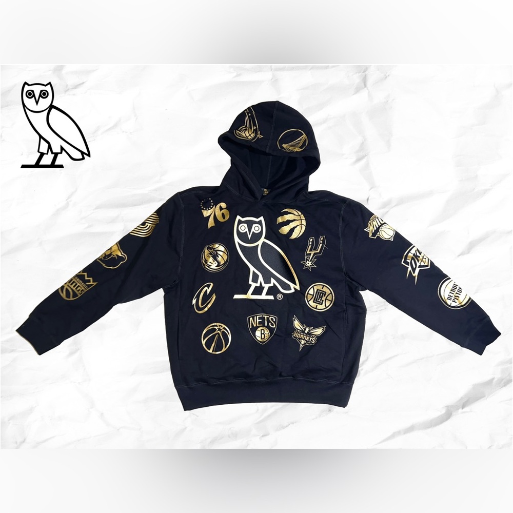 OVO NBA Team Icons OG Owl Black Oversized Hoodie